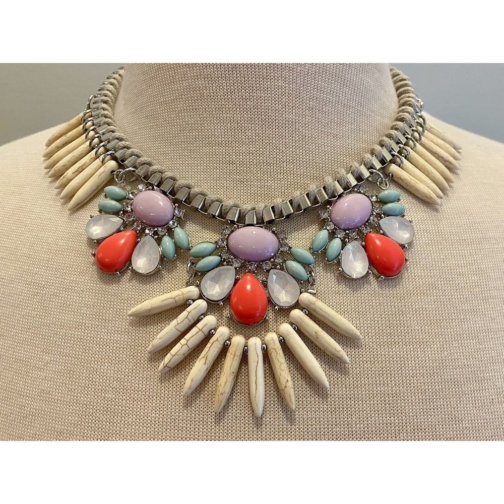 Anthropologie‎ Neon Pop Tribal Statement Necklace